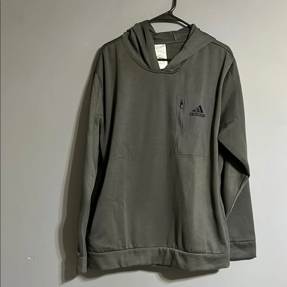 Adidas Men's Regular Fit Kangaroo Pockets Hoodie - Gray large